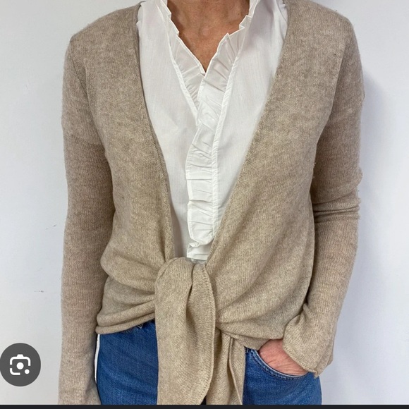 Garnet Hill Sweater|Cardigan Open Front Wrap Tie at Waist SilkCottonBlend Size S - Picture 1 of 9